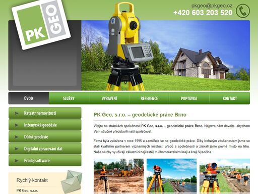 pk geo nabízí služby v oblasti katastru nemovitostí, inženýrské geodézie, digitálního zpracování, mapování a důlní geodezie. jsme distributorem geodetického software groma.