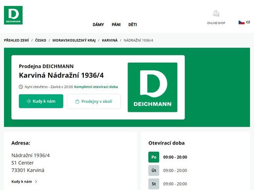 váš prodejnu deichmann nádražní 1936/4 ve karviná ? otevřít pracovní dobu a ? telefonní číslo ? zobrazit nyní.