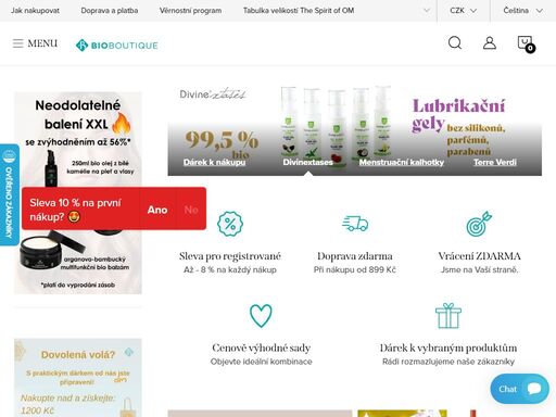 zaměřujeme se na zuii bio dekorativní kosmetiku z květin a spirit of om oblečení z bio bavlny. dále máme v oblibě organyc hygienické potřeby z bio bavlny, menstruační vložky, tampony, kosmetiku inlight a haymax produkty pro alergiky.  www.bioboutique.cz