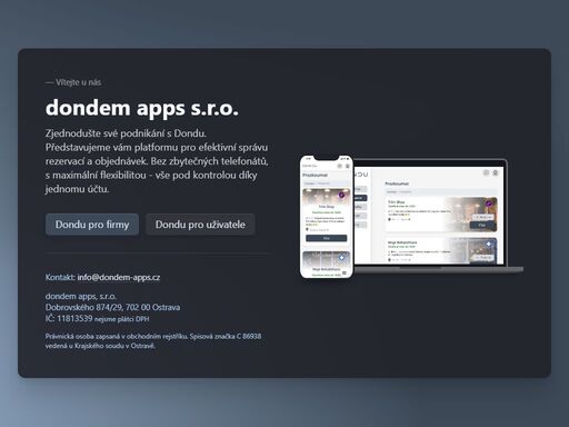 dondem apps představuje dondu – inovativní platformu pro správu rezervací a objednávek, která vám pomůže zefektivnit podnikání a zvýšit spokojenost vašich klientů. objevte snadnou integraci, flexibilní správu a výhody jednotného účtu pro všechny vaše podnikatelské potřeby.