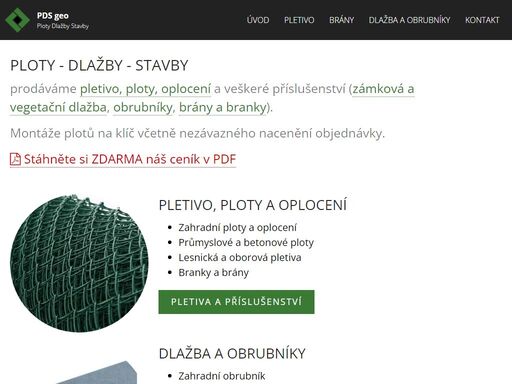prodáváme pletivo, ploty, oplocení, obrubníky a zámkovou dlažbu