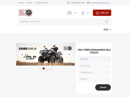 mtt brno – motoshop a e-shop s motooblečením, doplňky, čtyřkolkami cfmoto, motorkami cfmoto, skútry i servisem. kamenná prodejna i e-shop s tradicí od roku 2002.