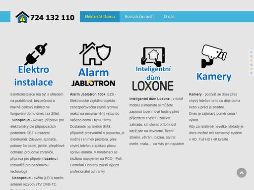 elektrikář brandýs novostavba přípojka revize elektrorevize čez elektrika elektroinstalace kamerový systém kamery alarm jablotron ovládání domu inteligentní dům loxone datové sítě wifi rekuperace