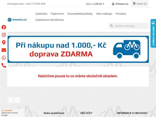 prodejna pro cyklistiku a papírnictví.