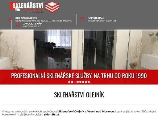 společnost sklenářství olejník z veselí nad moravou se zabývá výrobou a zpracováním skla pro použití v interiéru i exteriéru.