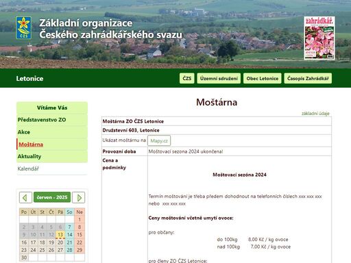 základní organizace zahrádkářů letonice, český zahrádkářský svaz, čzs