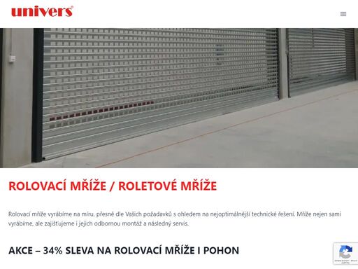 vyrábíme rolovací mříže ocelové za skvělé ceny a na míru. roletové mříže i s motorem jako standard. nyní akční sleva - 34%.