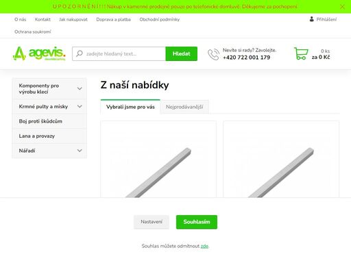 vše pro výrobu klecí a voliér. chovatelské potřeby. krmiva a doplňky