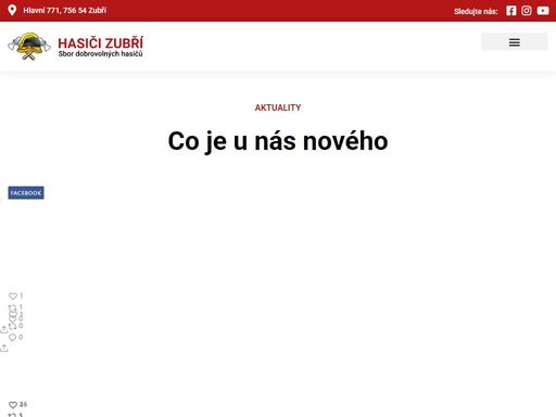 sdružení hasičů čech, moravy a slezska - sbor dobrovolných hasičů zubří. aktuality, novinky a plánované události.