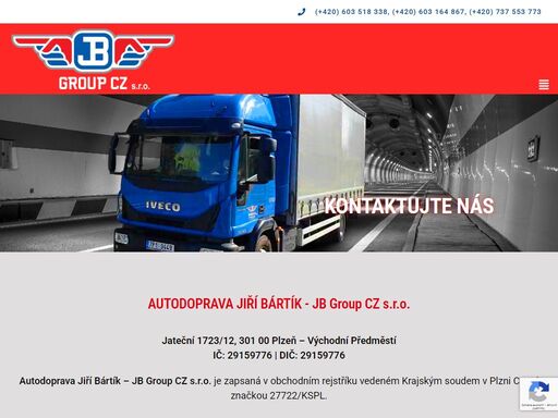 autodoprava bártík jb group cz s.r.o.. jateční 1723/12, 301 00 plzeň - ič: 29159776 | dič: 29159776. mob: 603 518 338, 603 164 867