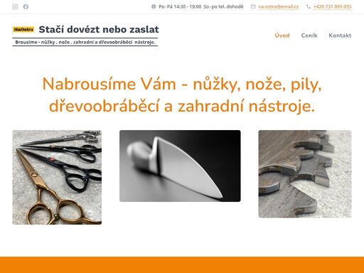 nabrousíme vám - nůžky, nože, pily, dřevoobráběcí a zahradní nástroje.