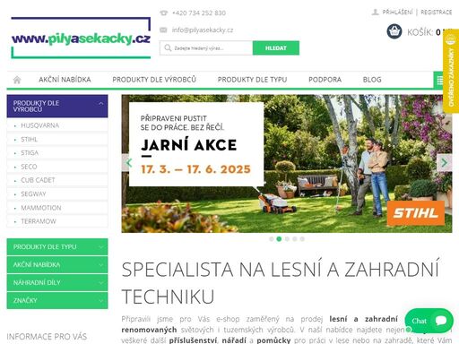 pilyasekacky.cz - prodej a servis lesní a zahradní techniky husqvarna, stihl, stiga, seco,  cub cadet, segway, mammotion. řetězové pily, sekačky, křovinořezy, zahradní traktory, ridery. robotické sekačky včetně instalace.