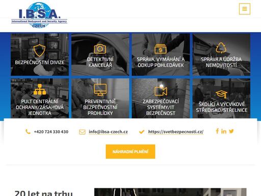 naše společnost i.b.s.a. - czech, s.r.o. vznikla spojením několika prestižních bezpečnostních agentur zabývajících se komerční bezpečností.