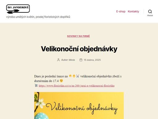 výroba umělých květin, prodej floristických doplňků
