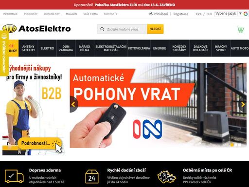 hledáte elektroniku, antény, baterie, domácí spotřebiče nebo třeba nářadí do dílny? ? vybírejte z bohaté nabídky atoselektro s doručením až k vám domů ?