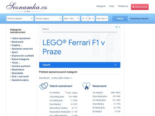 seznamka.cz je tradiční a největší internetová česká seznamka zdarma. více než 280 000 registrovaných uživatelů. zkus se u nás seznámit. 