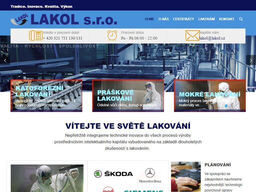 nabízíme komplexní sortiment v oblasti povrchových úprav od zákazníkem daného předpisu přes přípravu až po finální návrh technologie a lakovacího sytému.