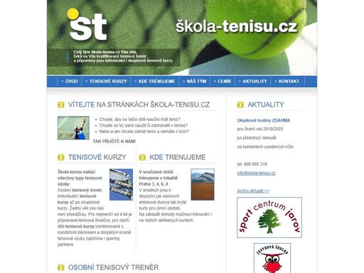 naše škola tenisu nabízí inidividuální a skupinové tenisové kurzy. kvalifikovaný tenisový trenér vás provede kompletní výukou a tréningem (lokalita praha).
