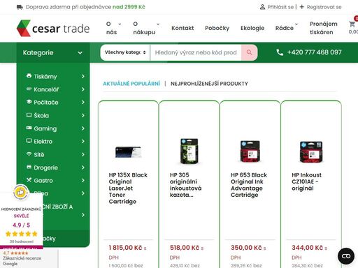 kancelářské potřeby a vybavení / výpočetní technika / spotřební materiál / elektrotechnika / drogerie / dům a zahrada