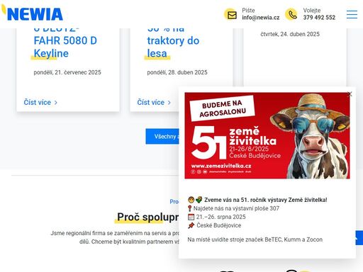 usnadníme vám volbu správného stroje, zařízení, či náhradního dílu. to vše v požadovaném termínu, dohodnuté kvalitě a ceně. jsme malá firma s nízkou režií a obrovskou přizpůsobivostí vašim potřebám. budeme váš silný a spolehlivý partner nejen na poli.