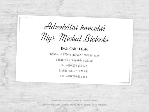 advokátní kancelář mgr. michal bielecki - nabídka právních služeb v oblasti obchodního, občanského, rodinného, pracovního, trestního, autorského práva a práva nemovitostí. vymáhání pohledávek.