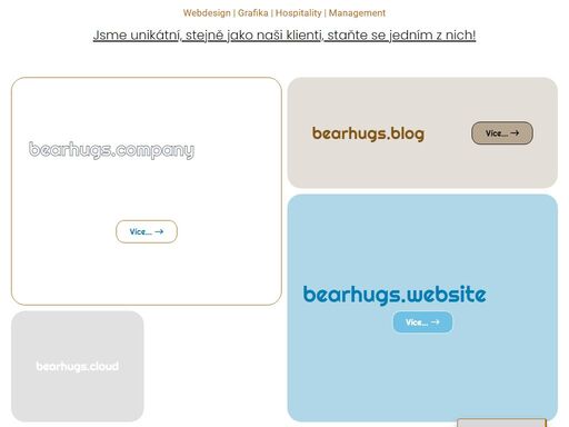 bear hugs, děláme vše jinak, od grafiky a designu až po webdesign, animace, marketing, management a hospitality --> digitální agentura.