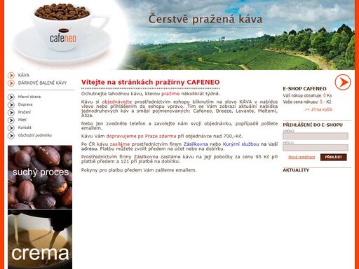elektronický obchod s kávou cafeneo