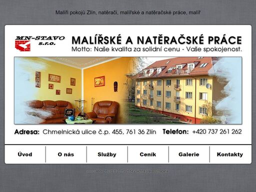 malíři a natěrači ze zlína provádí provádí veškeré malířské a natěračské práce. mezi malířské práce patří např. vymalování bytů, rodinných domů, kanceláří, úklidové práce po malování. malířství a natěračství. malíři pokojů zlín.