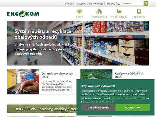 eko-kom, a.s. je autorizovanou obalovou společností, která svým klientům zajišťuje plnění povinnosti vyplývajících ze zákona o obalech.