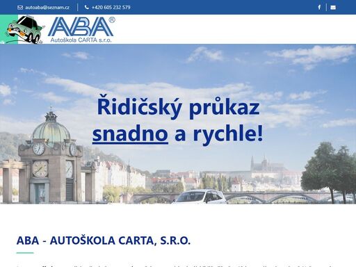 aba - autoškola carta, s.r.o. působí v praze na chodově, opatově a hájích a nabízí výcvik skupiny b - kondiční jízdy, vracení řidičského průkazu.
