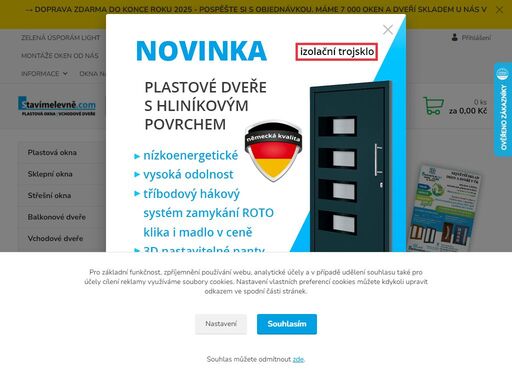 nabízíme kvalitní plastová okna a dveře za výhodné ceny. 7 000 kusů skladem v klatovech. doprava zdarma do konce roku 2025. stavímelevně.com – vaše spokojenost je naší prioritou