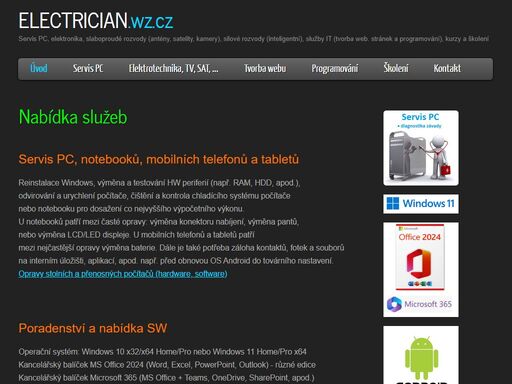 servis výpočetní techniky, opravy počítačů a notebooků, hardware, software, počítačové sítě, elektrotechnika, elektronika jednočipové mikropočítače, atmel avr, atmega, tvorba webu, webdesign, školení a kurzy