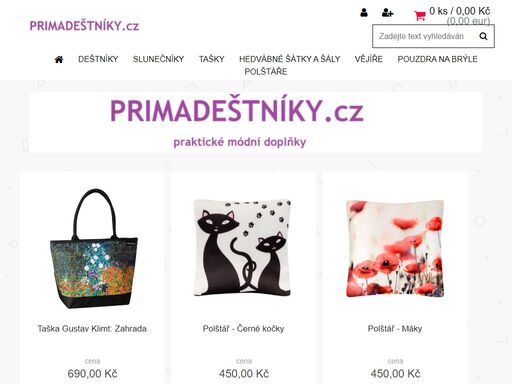 kvalitních moderní deštníky, slunečníky, tašky, hedvábné šátky a šály, vějíře a svatební doplňky.