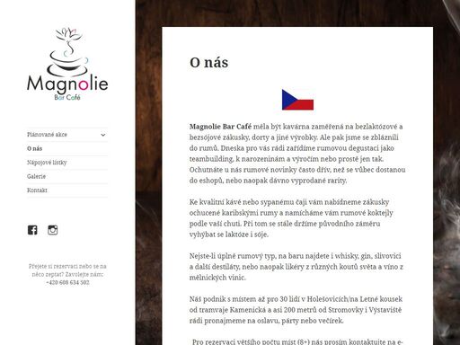 magnolie bar café - káva, čaje, alkoholické i nealkoholické nápoje, raw dezerty, dorty/zákusky - snížený obsah laktozy, zmrzlina, bagety, sendviče, tousty.