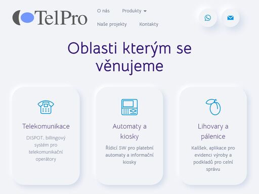 vyvíjíme sw pro automaty a kiosky, pěstitelské pálenice a lihovary, telekomunikace a další zakázkový sw.