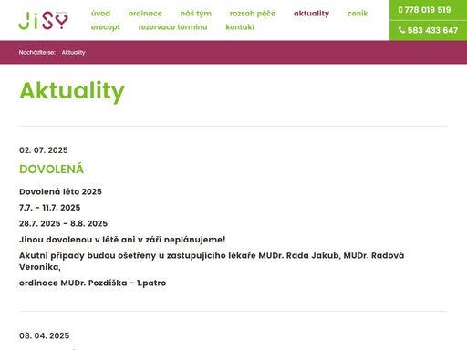 jisy praktik s.r.o. - praktický lékař pro dospělé mohelnice. poskytujeme komplexní služby v oblasti všeobecného lékařství pro dospělé a v oblasti pracovně lékařských služeb.