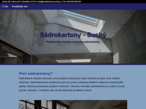 sádrokartony jiří suchý - montáž sádrokartonu na zakázku, sádrokartonové příčky, sádrokartonové podhledy a stropy, podlahy, protipožární konstrukce