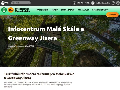 oficiální informační centrum malá skála u centrálního parkoviště vedle benzinové pumpy. infocentrum pro oblast maloskalsko a cyklostezku greenway jizera.