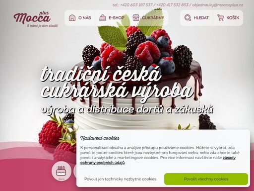 společnost mocca plus se zabývá výrobou a distribucí dortů a zákusků již 22 let. naším cílem vždy bylo zachování tradiční české cukrařské výroby. proto i přes podstatně větší náročnost se stále specializujeme na výrobu z pravé živočišné šlehačky a vařených pudinkových krémů.