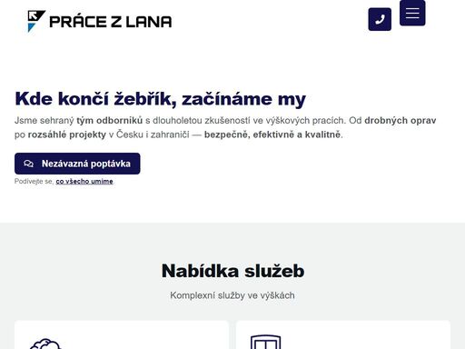 zajišťujeme komplexní výškové a rizikové práce pomocí horolezecké techniky, plošin, žebříků a lešení.