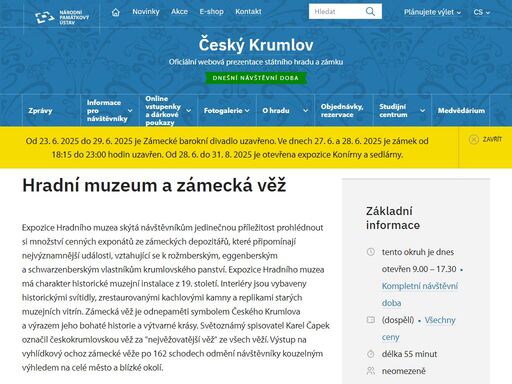 expozice hradního muzea český krumlov