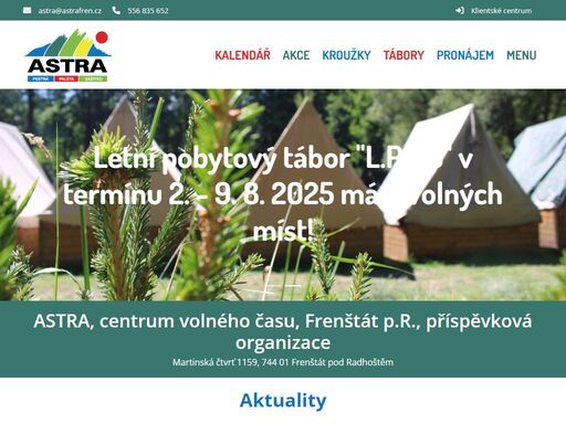 astra, centrum volného času, frenštát p.r., příspěvková organizace