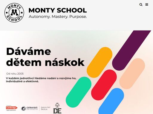 anglická soukromá školka, jesle a základní škola ostrava. dáváme dětem náskok tím, že je učíme mluvit a psát anglicky, myslet kriticky a v souvislostech, společenskému chování, sebedisciplině, týmové práci, objektivitě hodnocení sebe i ostatních, analyzovat poznatky a informace, logicky uvažovat.