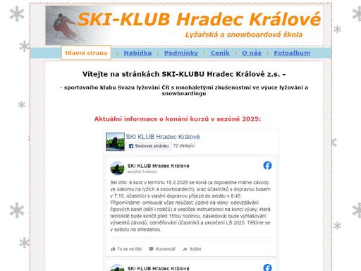 nabídka kurzů lyžování a snowboardingu ski-klubu hradec králové