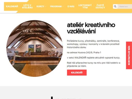 zaměřujeme se na osobnostní rozvoj i v dospělém věku a na poznávání skrze umění a introspekci. nabízíme sebezkušenostní kreativní vzdělávání široké veřejnosti, ale zejména pedagogům.v jedinečném prostoru podkrovního ateliéru pořádáme též výstavy, přednášky, konference, koncerty a setkání.kurzy probíhají prezenčně na adrese husova 242/9, praha 1 nebo přímo na vašem pracovišti po domluvě s námi..těšíme se na vás!vedle kurzů zaměřených na rozvoj hlasu a hlasové techniky u nás můžete ochutnat i kurzy herecké, výtvarné, kurzy zaměřené na dramatickou výchovu a její aplikace a další kurzy vztahující se k osobnostnímu a kreativnímu vzdělávání.