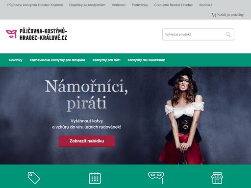 půjčovna kostýmů hradec králové nabízí velký výběr karnevalových, halloween a maškarních kostýmů od 200kč za den. nabízíme kostýmy a masky pro děti i dospělé a také sexy kostýmy a karnevalové doplňky