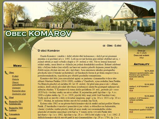komárov,obec komárov,obecní úřad komárov oficiální webové stránky obce komárov