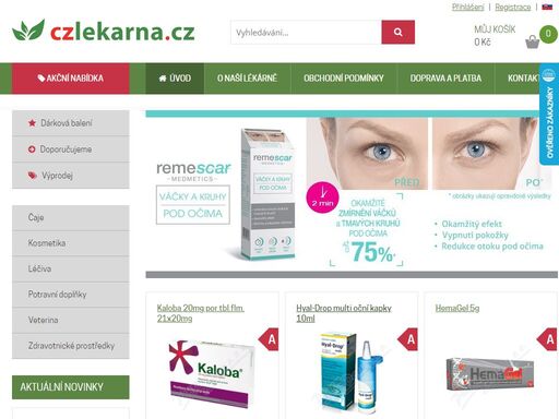 czlekarna.cz - lékárna online, e-shop nabízí možnost nákupu léků on-line.