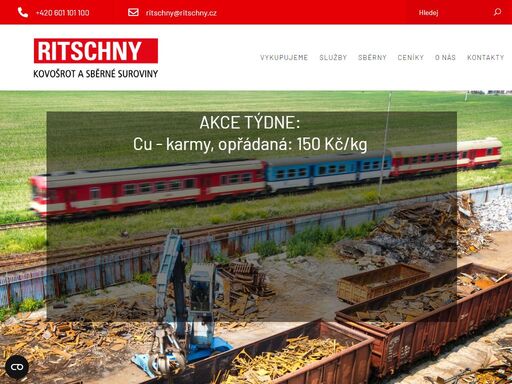 firma ritschny se věnuje výkupu kovového odpadu, barevných kovů, papíru a zpětnému odběru autobaterií či pe fólií od fyzických osob a firem.