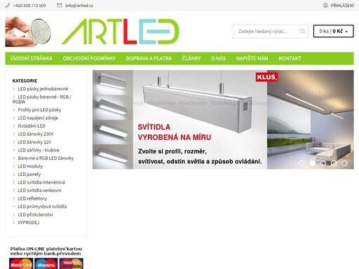 e-shop s led osvětlením a jeho komponenty.